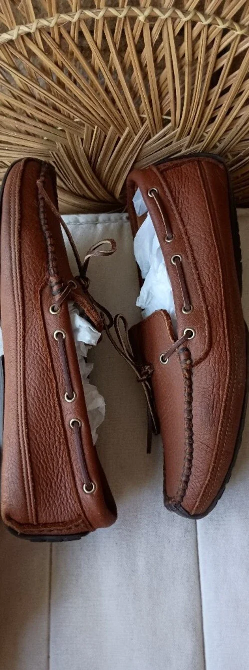 Minnetonka Men's Chestnut Brown Leather Boat Loafer Driving Shoes_11